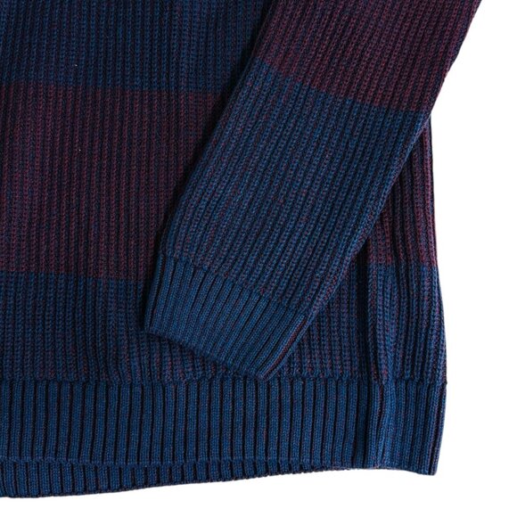 INC Men's Size XXL Crew Neck Plaited Striped Ribbed Knite Navy Red Sweat… - Picture 6 of 6